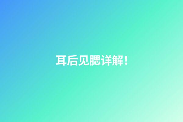 耳后见腮详解！