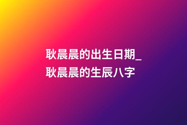 耿晨晨的出生日期_耿晨晨的生辰八字
