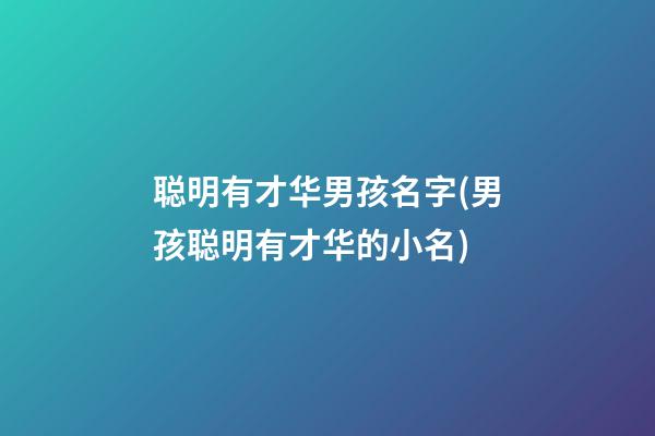 聪明有才华男孩名字(男孩聪明有才华的小名)