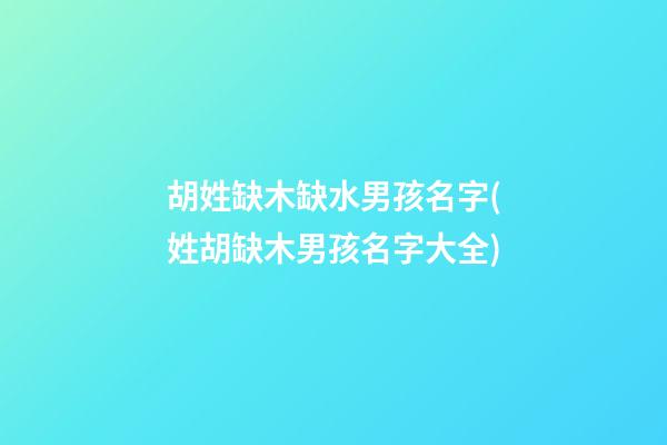 胡姓缺木缺水男孩名字(姓胡缺木男孩名字大全)