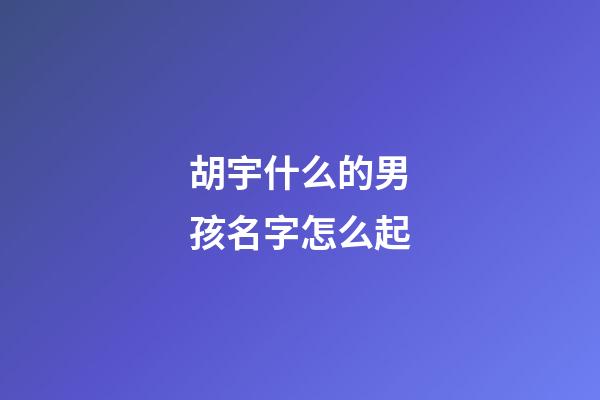 胡宇什么的男孩名字怎么起