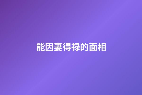 能因妻得禄的面相