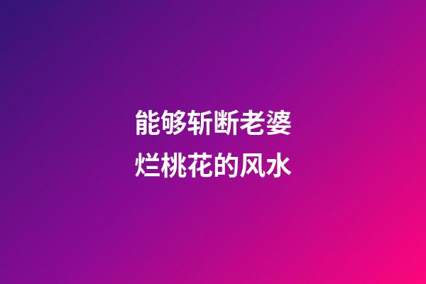 能够斩断老婆烂桃花的风水