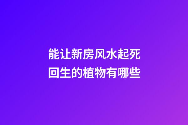 能让新房风水起死回生的植物有哪些