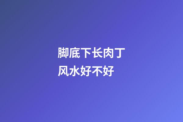 脚底下长肉丁风水好不好