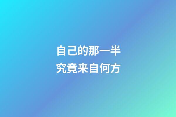 自己的那一半究竟来自何方