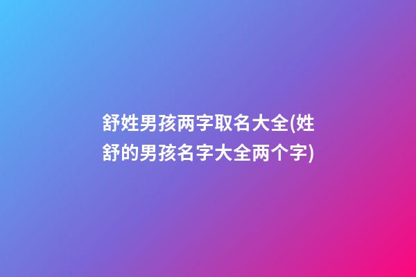 舒姓男孩两字取名大全(姓舒的男孩名字大全两个字)