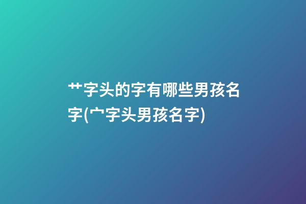 艹字头的字有哪些男孩名字(宀字头男孩名字)