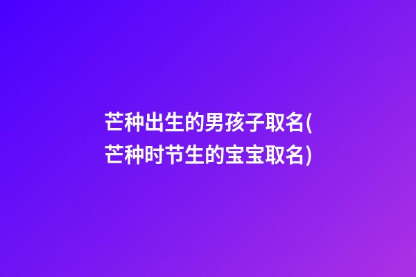 芒种出生的男孩子取名(芒种时节生的宝宝取名)