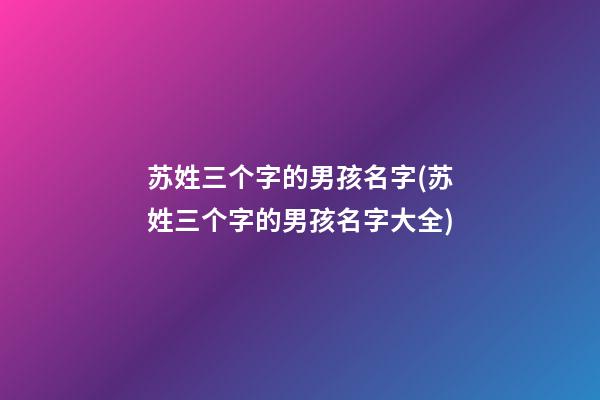 苏姓三个字的男孩名字(苏姓三个字的男孩名字大全)