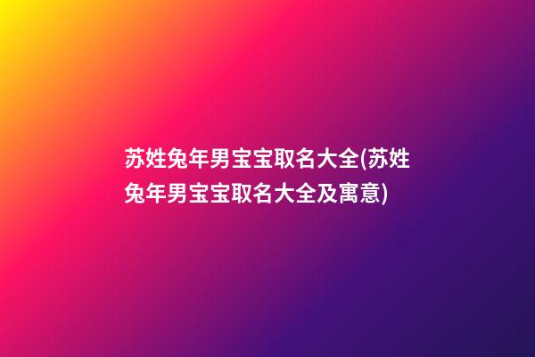 苏姓兔年男宝宝取名大全(苏姓兔年男宝宝取名大全及寓意)