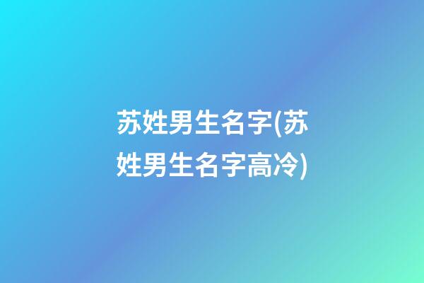 苏姓男生名字(苏姓男生名字高冷)