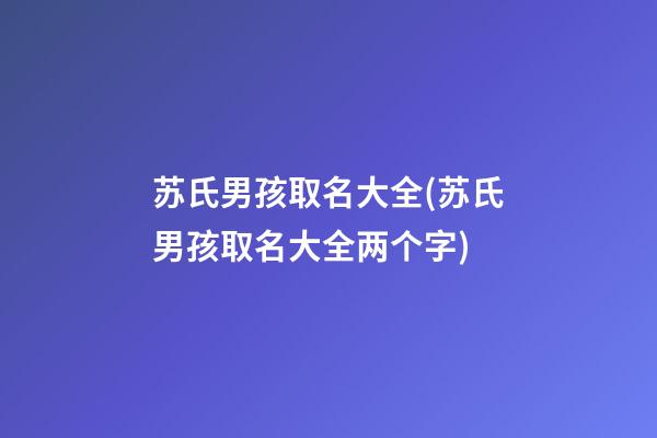 苏氏男孩取名大全(苏氏男孩取名大全两个字)