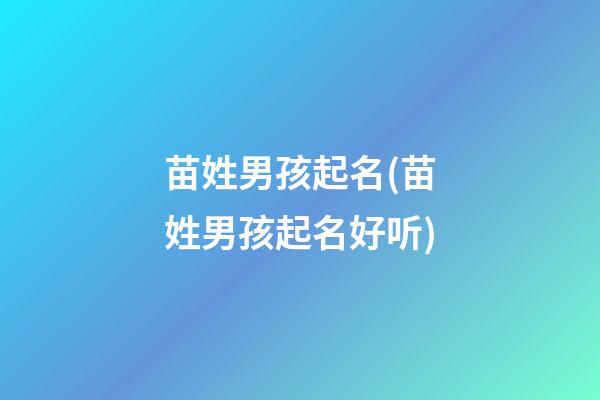 苗姓男孩起名(苗姓男孩起名好听)