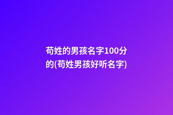 苟姓的男孩名字100分的(苟姓男孩好听名字)