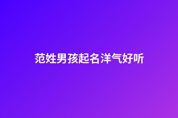 范姓男孩起名洋气好听