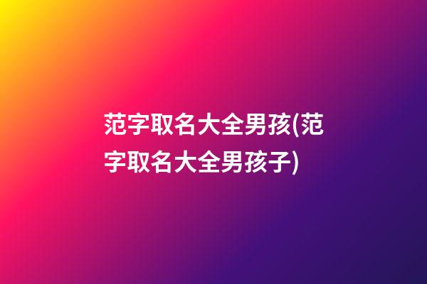 范字取名大全男孩(范字取名大全男孩子)