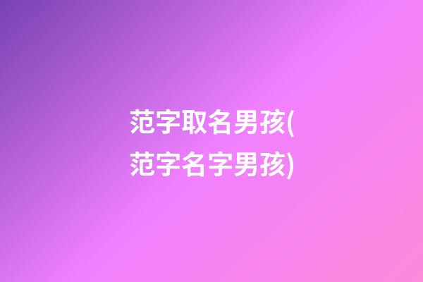 范字取名男孩(范字名字男孩)