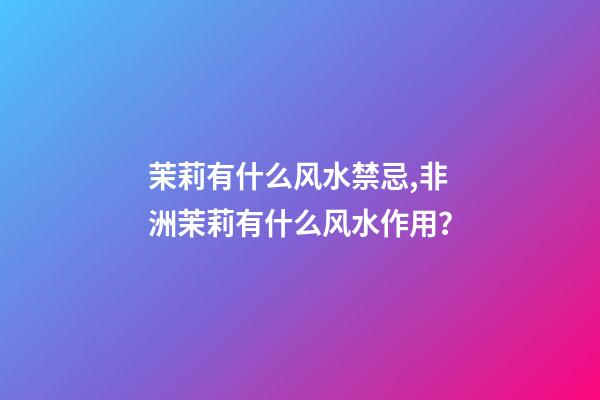 茉莉有什么风水禁忌,非洲茉莉有什么风水作用？