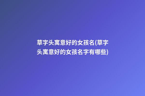 草字头寓意好的女孩名(草字头寓意好的女孩名字有哪些)