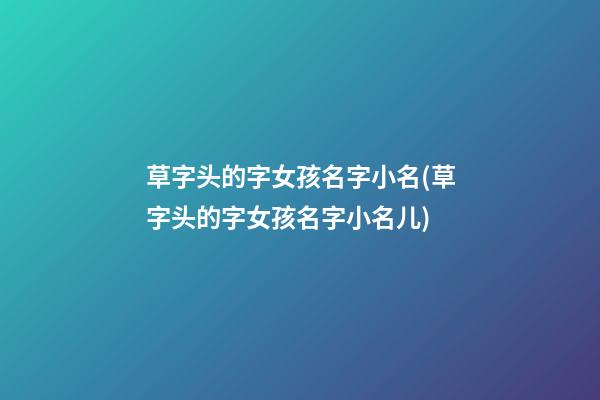 草字头的字女孩名字小名(草字头的字女孩名字小名儿)