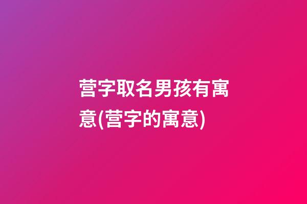 营字取名男孩有寓意(营字的寓意)