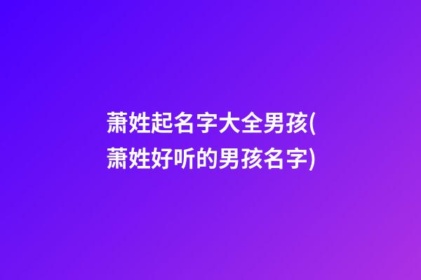 萧姓起名字大全男孩(萧姓好听的男孩名字)