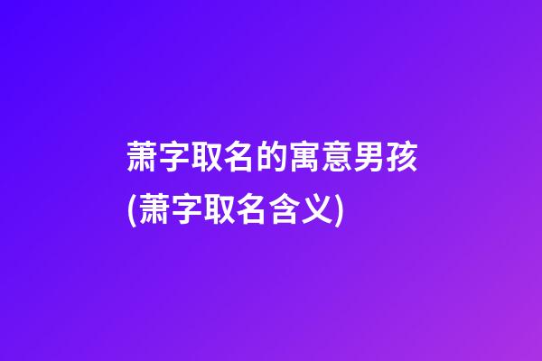 萧字取名的寓意男孩(萧字取名含义)