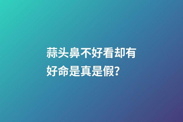 蒜头鼻不好看却有好命是真是假？