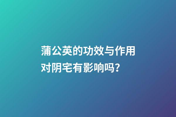 蒲公英的功效与作用对阴宅有影响吗？