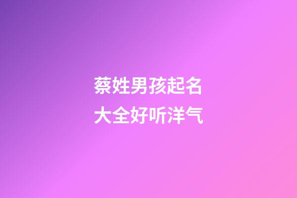 蔡姓男孩起名大全好听洋气