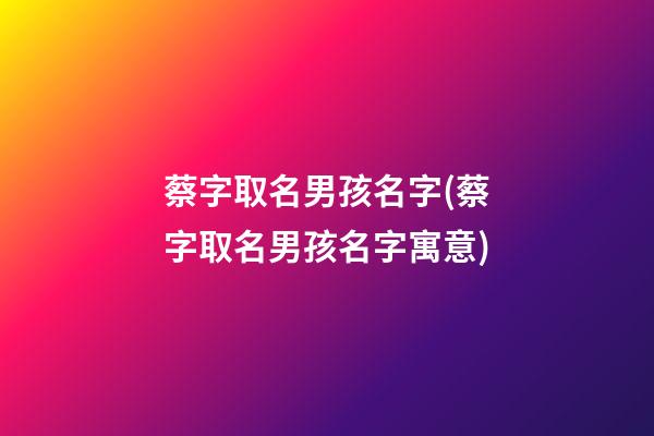 蔡字取名男孩名字(蔡字取名男孩名字寓意)