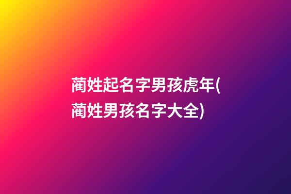 蔺姓起名字男孩虎年(蔺姓男孩名字大全)