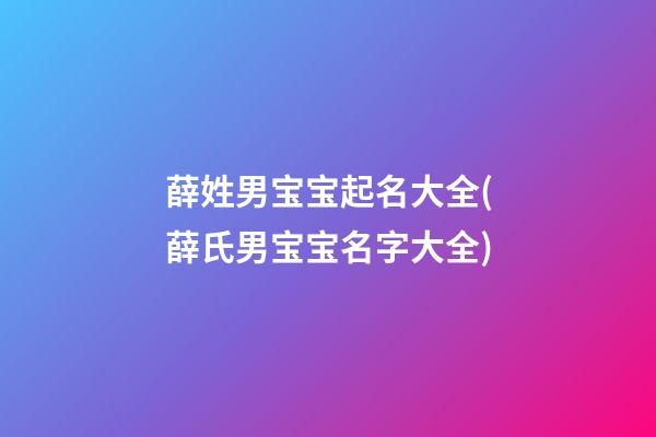 薛姓男宝宝起名大全(薛氏男宝宝名字大全)
