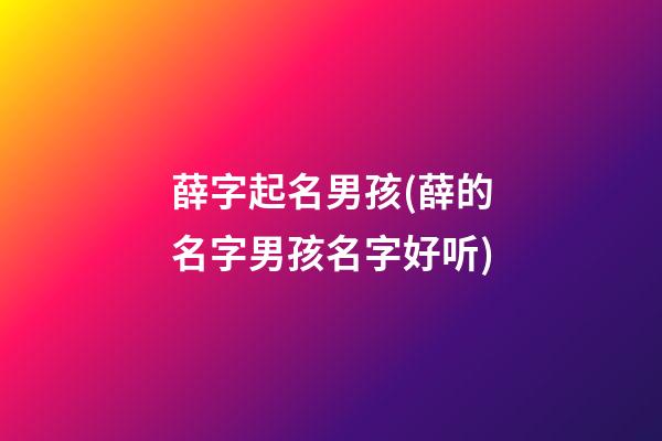 薛字起名男孩(薛的名字男孩名字好听)