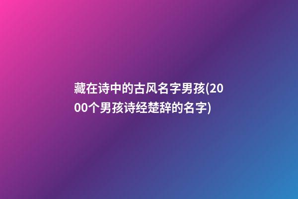 藏在诗中的古风名字男孩(2000个男孩诗经楚辞的名字)