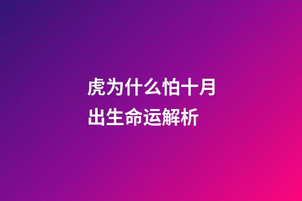 虎为什么怕十月出生命运解析