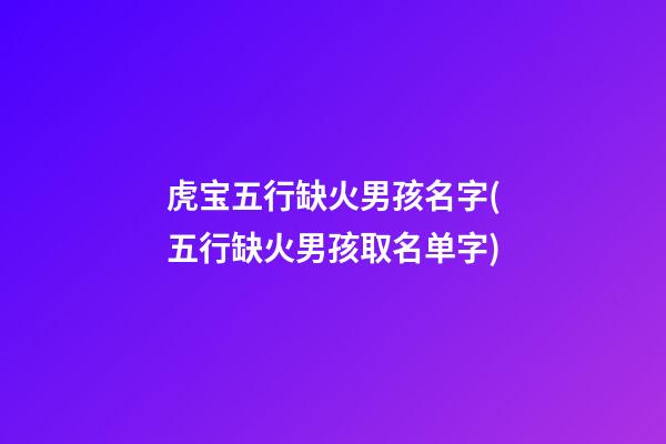 虎宝五行缺火男孩名字(五行缺火男孩取名单字)