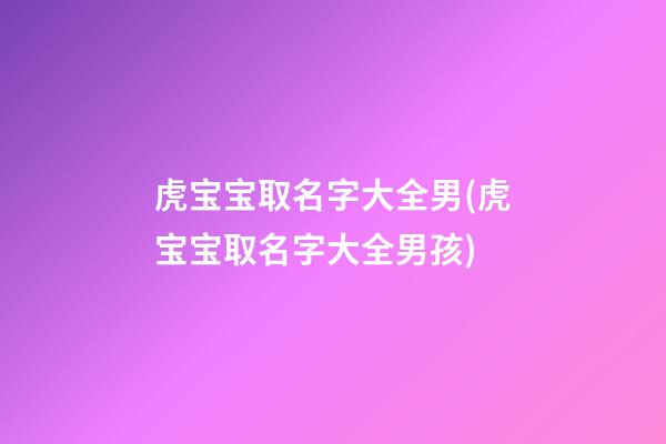 虎宝宝取名字大全男(虎宝宝取名字大全男孩)