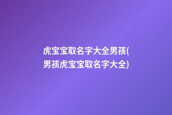 虎宝宝取名字大全男孩(男孩虎宝宝取名字大全)