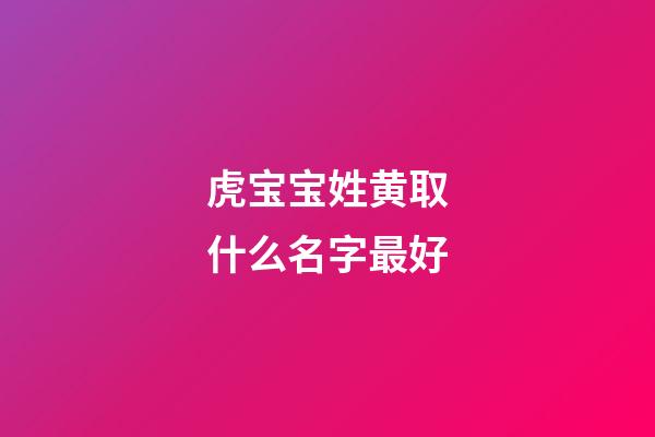 虎宝宝姓黄取什么名字最好(姓黄的虎宝宝)-第1张-宝宝起名-玄机派