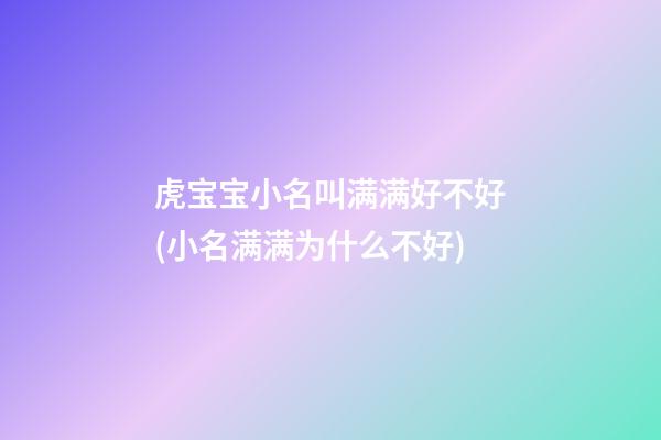 虎宝宝小名叫满满好不好(小名满满为什么不好)