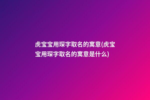 虎宝宝用琛字取名的寓意(虎宝宝用琛字取名的寓意是什么)