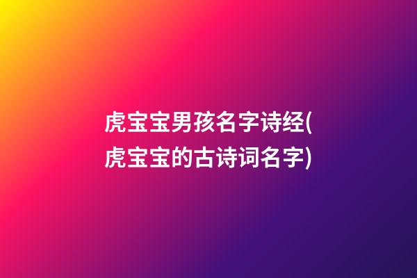 虎宝宝男孩名字诗经(虎宝宝的古诗词名字)