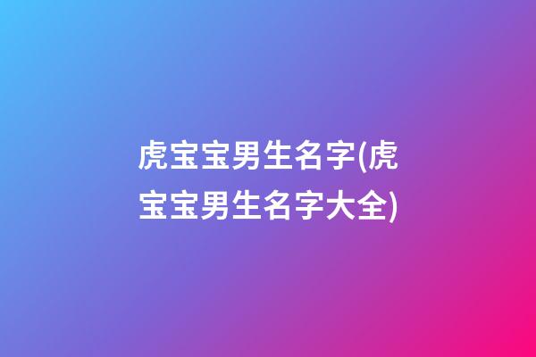 虎宝宝男生名字(虎宝宝男生名字大全)