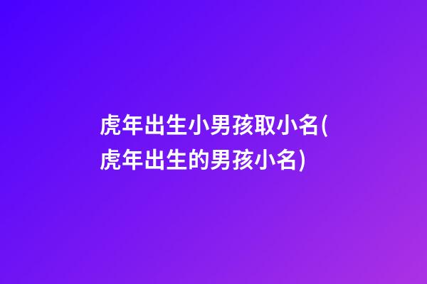 虎年出生小男孩取小名(虎年出生的男孩小名)