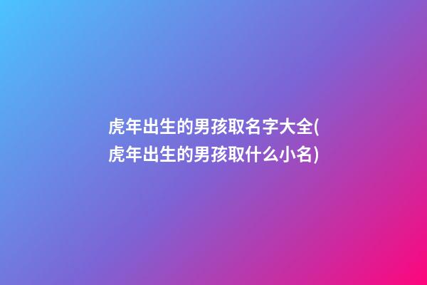 虎年出生的男孩取名字大全(虎年出生的男孩取什么小名)
