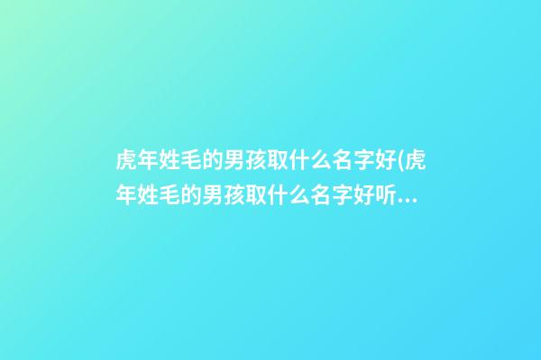 虎年姓毛的男孩取什么名字好(虎年姓毛的男孩取什么名字好听点)