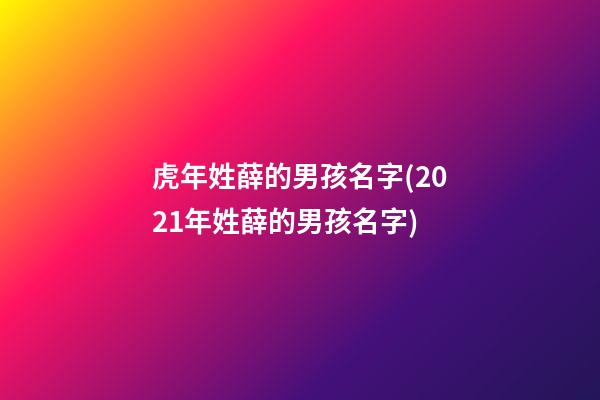 虎年姓薛的男孩名字(2021年姓薛的男孩名字)
