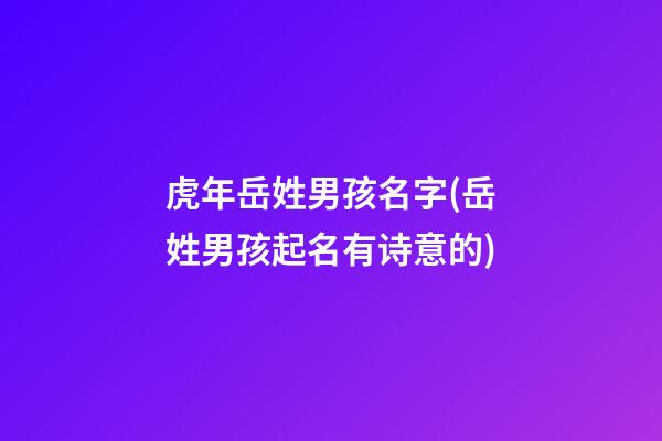 虎年岳姓男孩名字(岳姓男孩起名有诗意的)